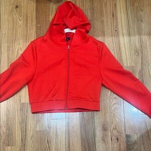 Women's Red Cropped Zip Hoodie